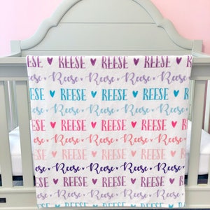 Rainbow personalized baby blanket, personalized swaddle blanket, name blanket for baby girl or boy image 3