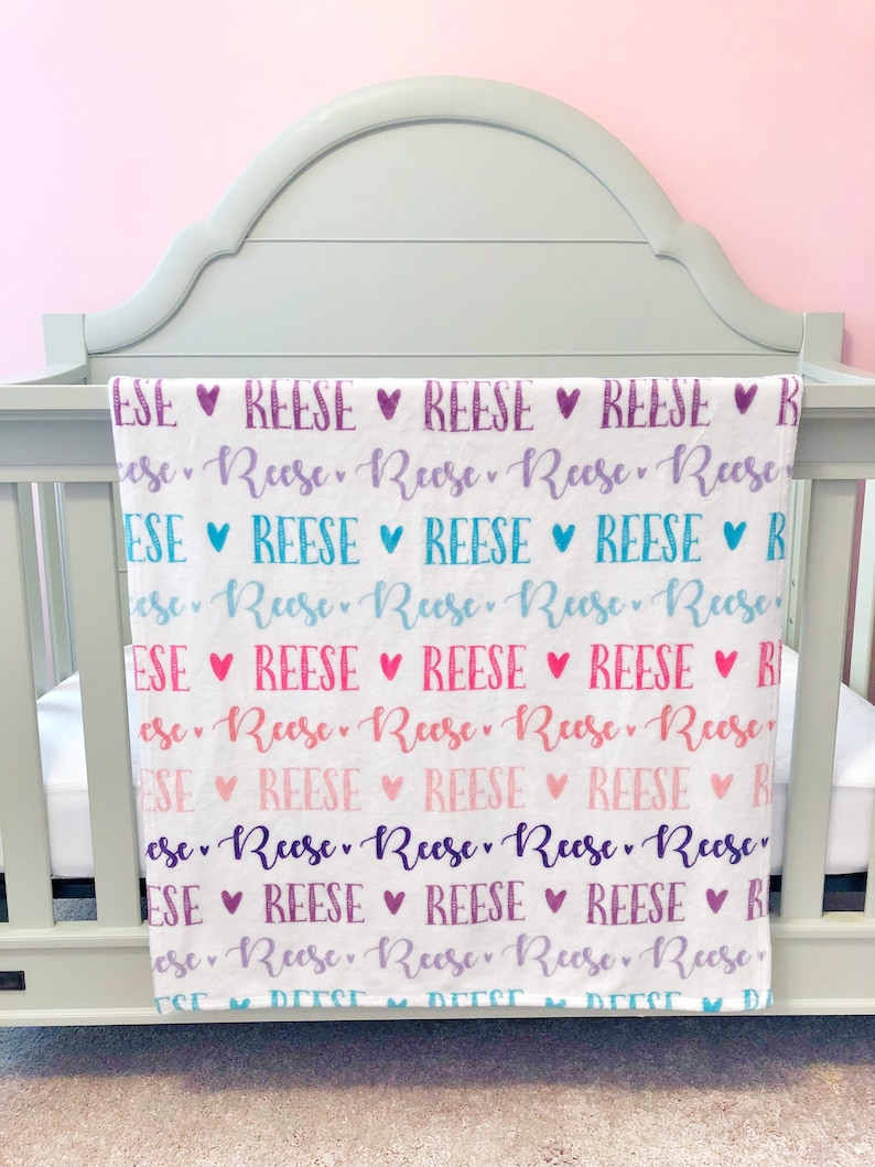 Rainbow personalized baby blanket, personalized swaddle blanket, name blanket for baby girl or boy image 3