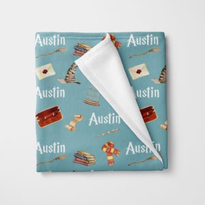Personalized Wizard Baby Blanket in blue, Wizard Nursery, Throw, Baby Shower Gift, Wizard Bedding