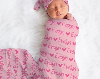 Personalized Baby Girl Custom Pink Name Swaddle For Newborn Baby, Pink Newborn Baby Photo Prop, Newborn Baby Girl Custom Name Swaddle Gift