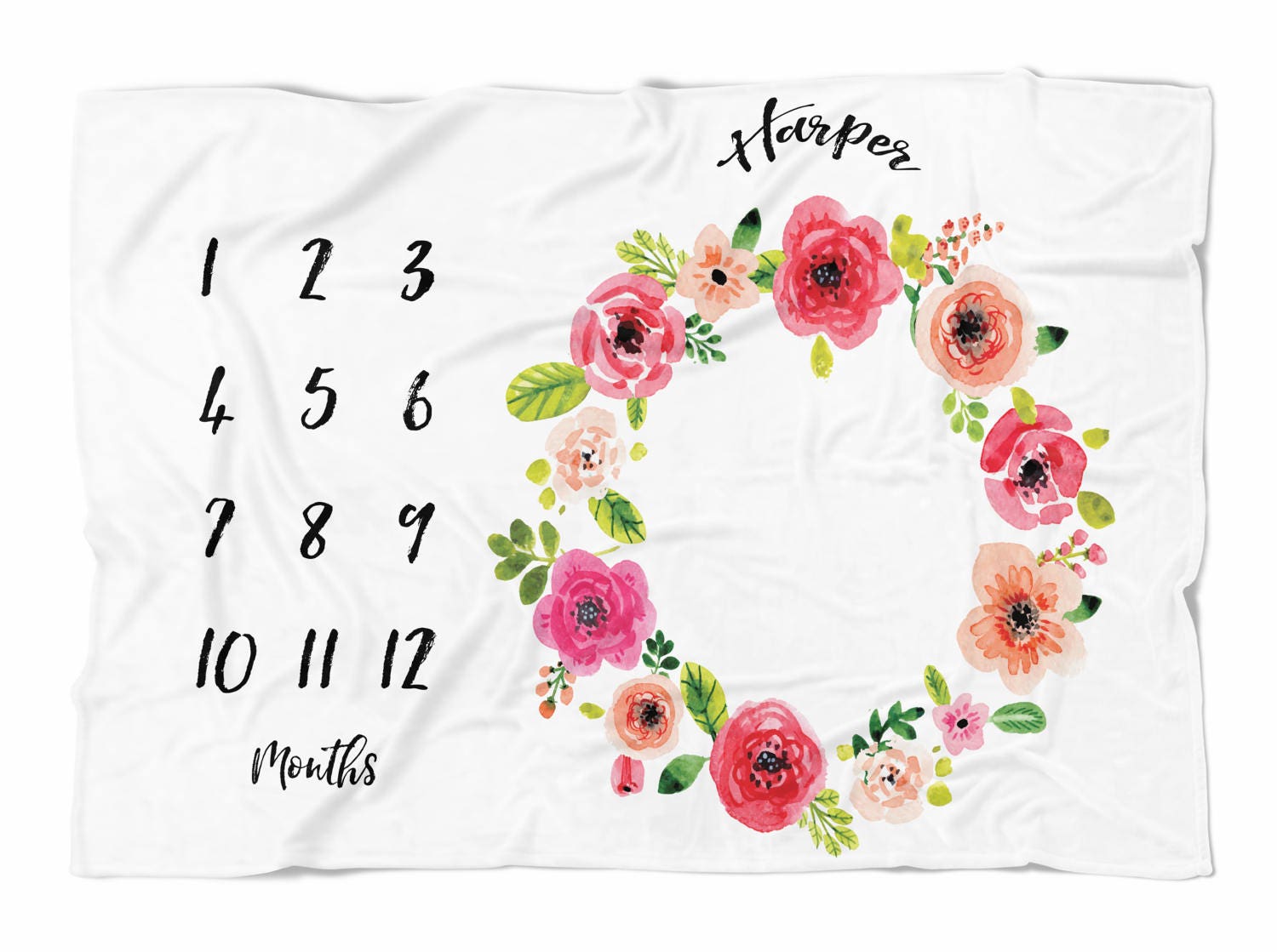 Monthly Baby blanket personalized baby blanket Newborn gift Etsy
