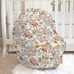 Personalized Nursing and Car Seat Cover - Vintage Floral Collection