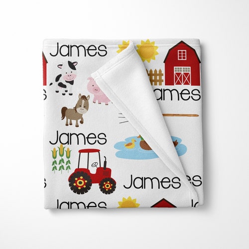 Personalized Baby Blanket Boy With Farm Animals Farm Nursery Etsy