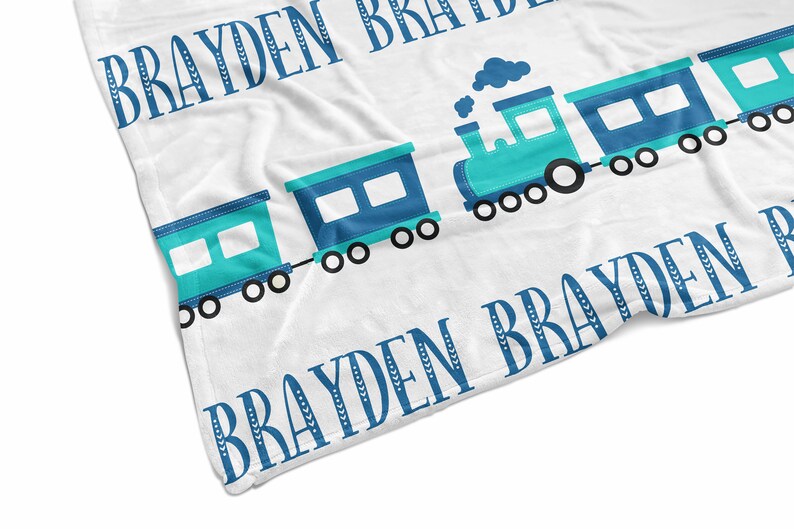 Personalized Train Blanket Baby Boy Blanket Custom Name Etsy