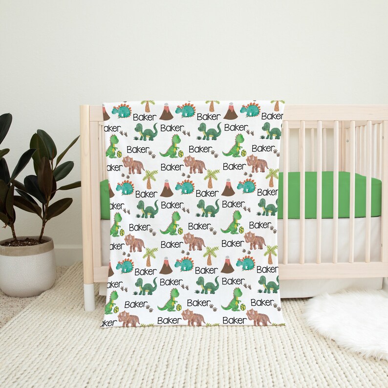 Custom Blanket With Dinosaurs Personalized Blanket for Baby Etsy