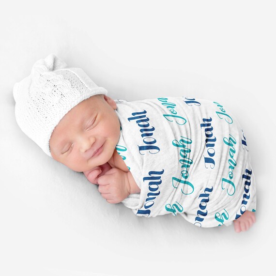 Personalized Baby Swaddle Blanket 2 Fonts Etsy Canada