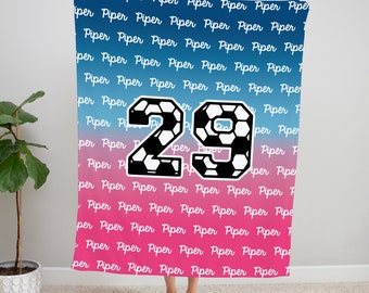 Personalized Soccer Blanket, gift for soccer player or coach, Team Gift