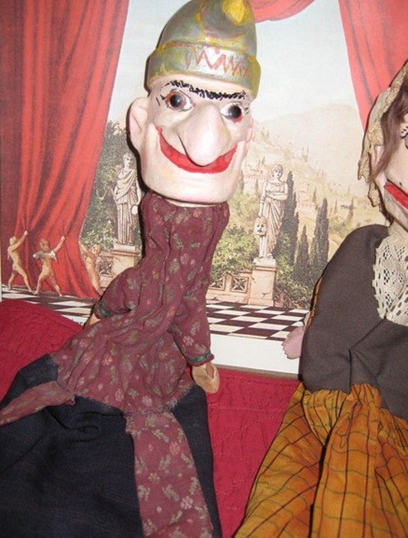 Antique Rare Handmade Punch and Judy Hand Puppets Etsy