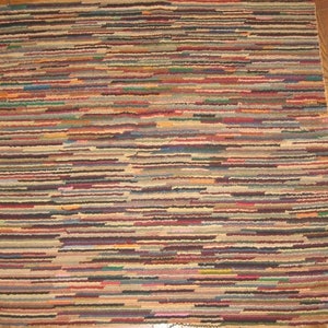 Vintage 1930&quot;s Hand Hooked &quot;hit and Miss&quot; Multicolor Wool Yarn Rug