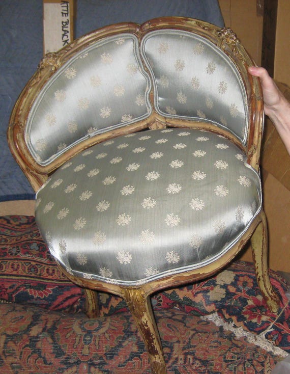 Louis XV Style Coiffer Chair Painted Set Upon Cabriiole Legs
