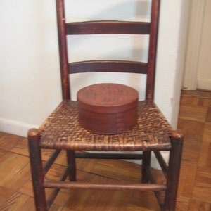 Antique 19th C.  Red Splint Seat Hickory Ladderback Chair