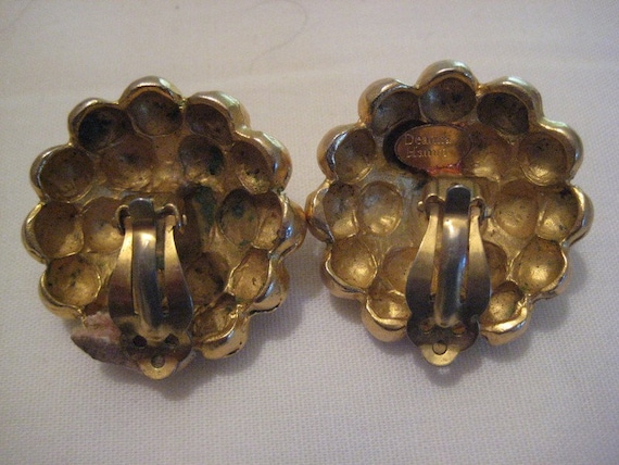 Vintage Deanna Hamro Designer Goldtone Clip on Ea… - image 3