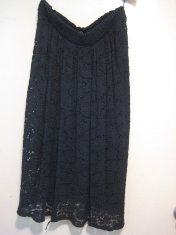Vintage Donna Karan Pleated front Black Lace Skirt - image 1