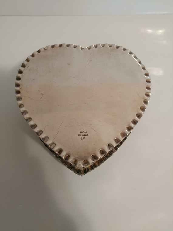 Antique Gorham Silver Heart Repousse Trinket Box … - image 2