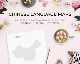 Chinese Language Maps – Countries & Dialects Study (Digital Download)