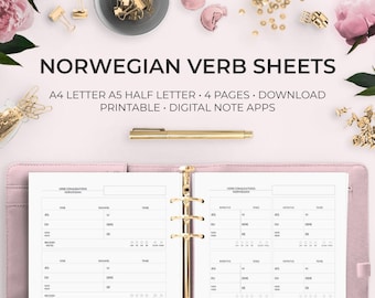 Norwegian Verb Conjugation Printable Worksheets Download Language Learning Sheets European Travel Languages Norway