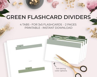 Sage Green Printable Spaced Repetition Flashcard Dividers Tabs