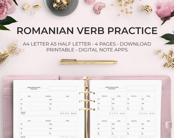 Romanian Verb Conjugation Practice Sheets (Digital Download)