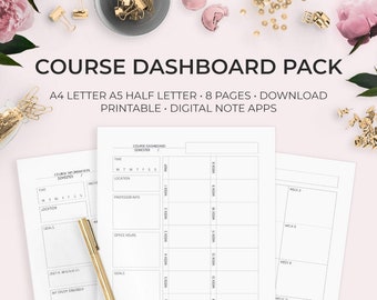 Course Dashboard Syllabus Syllabus Information Tracker Student College High School Organization Class Organizer Printable Digital Download