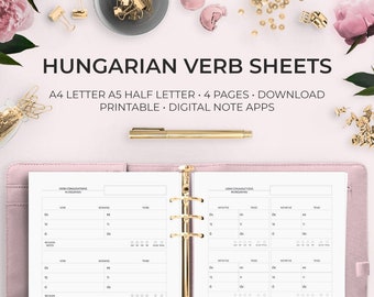 Hungarian Verb Conjugation Printable Worksheet Digital Planner Goodnotes Notability Language Learning Verbs Travel Hungary Budapest