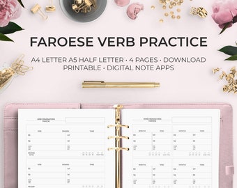 Faroese Verb Conjugation Practice Slavic Foreign Language Learning Study Learn Practice Exercise Printable Download Worksheet GoodNotes