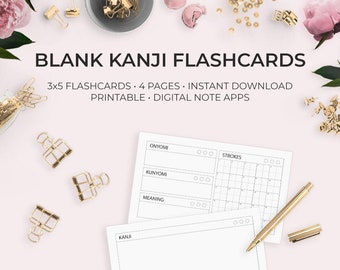 Fill-in the Blank Kanji Flashcards Learn Japanese Language Learning Japan Hiragana Katakana Furigana