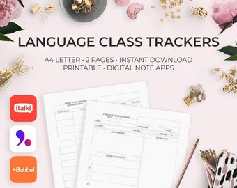 Language Learning Tracker, Tutor & Lesson Summary (PDF Download)