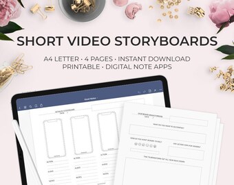 Short Video Storyboarding Worksheet for Instagram Reels YouTube Shorts – Social Media Influencer Planner Digital Marketing Printable