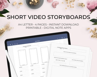 Short Video Storyboard Worksheet – Social Media Planner (PDF Printable)