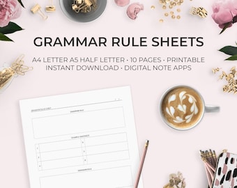 Grammar Rule Sheets Language Learning Vocab Vocabulary Worksheet Reference Foreign Languages Japanese Chinese Korean Spanish French German