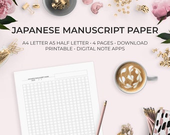 Japanese Manuscript Paper — Language Learning Practice Hiragana Katakana Kana Printable Digital Download GoodNotes Workbook Worksheet