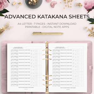 Advanced Katakana Worksheets Learn Japanese Characters Language Learning Planner Digital Download Printable Japan Kana