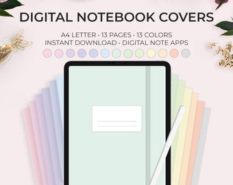 Pastel Rainbow Digital Note Covers - 13 Colors - Goodnotes Notability Samsung Notes