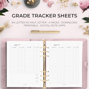 Grade Tracking Student Planning Planner Printable GPA Productivity Tracker Worksheet Pomodoro Organization College Back to School Letter A4