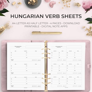 Hungarian Verb Conjugation Printable Worksheet Digital Planner Goodnotes Notability Language Learning Verbs Travel Hungary Budapest