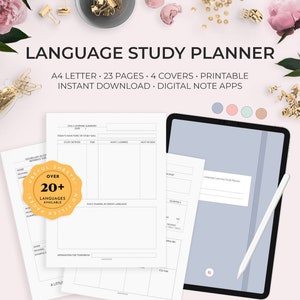 Language Learning Planner: Verb, Grammar, Vocabulary (Printable Worksheet)