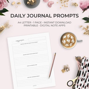 Daily Journal Prompt Template Goodnotes Notability Self-Reflection Gratitude Success Printable Worksheet Digital Download Planner Planning