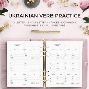 Ukrainian Verb Conjugation Printable Worksheets Download Good Notes Notability Language Learning Sheets European Travel Languages Ukraine image 1