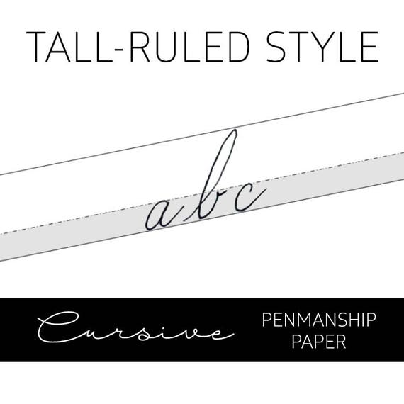 tall ruled printable penmanship cursive handwriting improvement practice paper penmenship paper