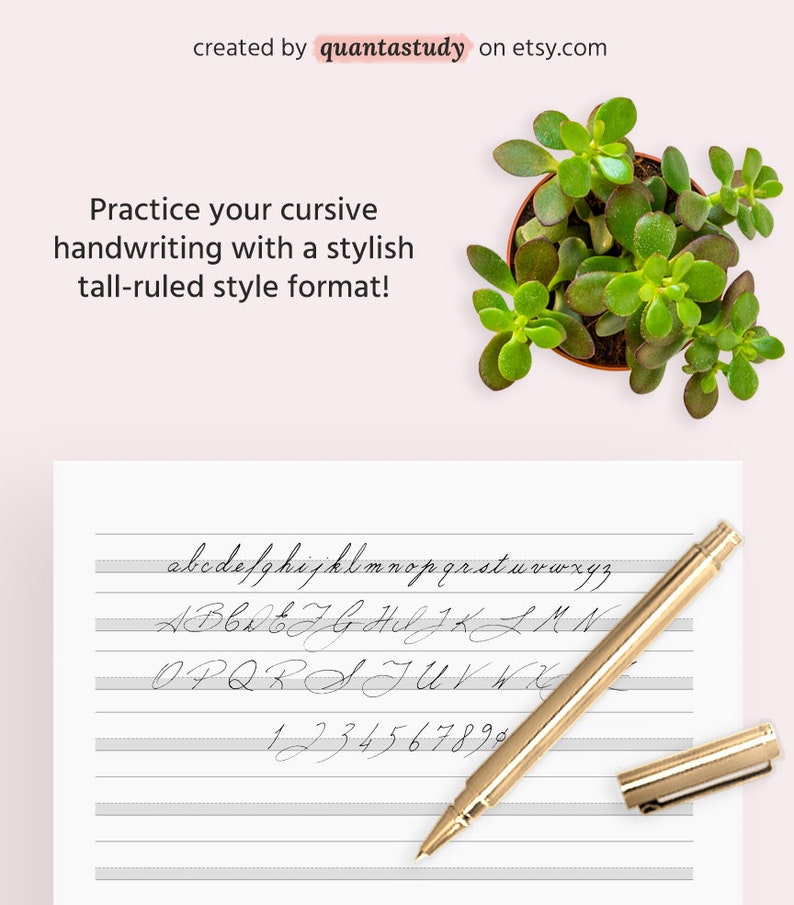 Tall-Ruled Printable Penmanship Cursive Handwriting | Etsy