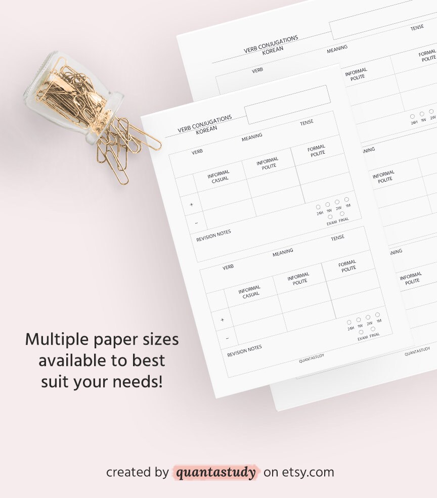 Korean Verb Conjugation Practice Worksheet Printable Digital | Etsy