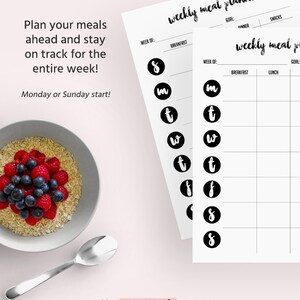 B/W Weekly Meal Planner Printable 2-for-1 Letter Size - Etsy