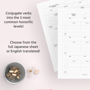 Japanese Verb Conjugation Practice Worksheet Printable Digital Download Language Learning Planner Exercise Subject Pronouns Kanji Hiragana image 2