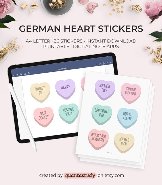 German Valentine's Day digital stickers
