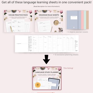 Language Learning Study Planner Planning Sheets Workbook Verb Grammar ...