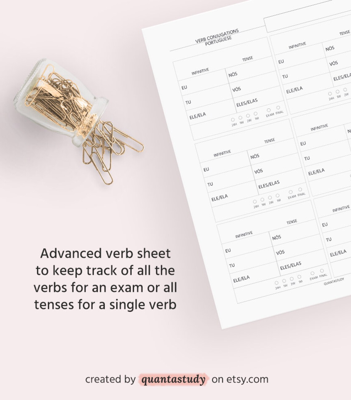 Portuguese Verb Conjugation Sheet Foreign Language Learning | Etsy