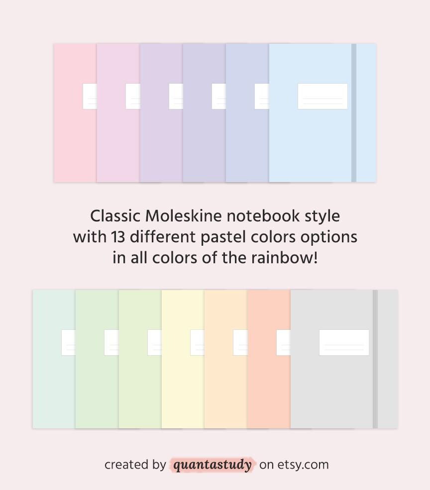 Pastel Rainbow Digital Note Covers - 13 Colors - Goodnotes Notability ...