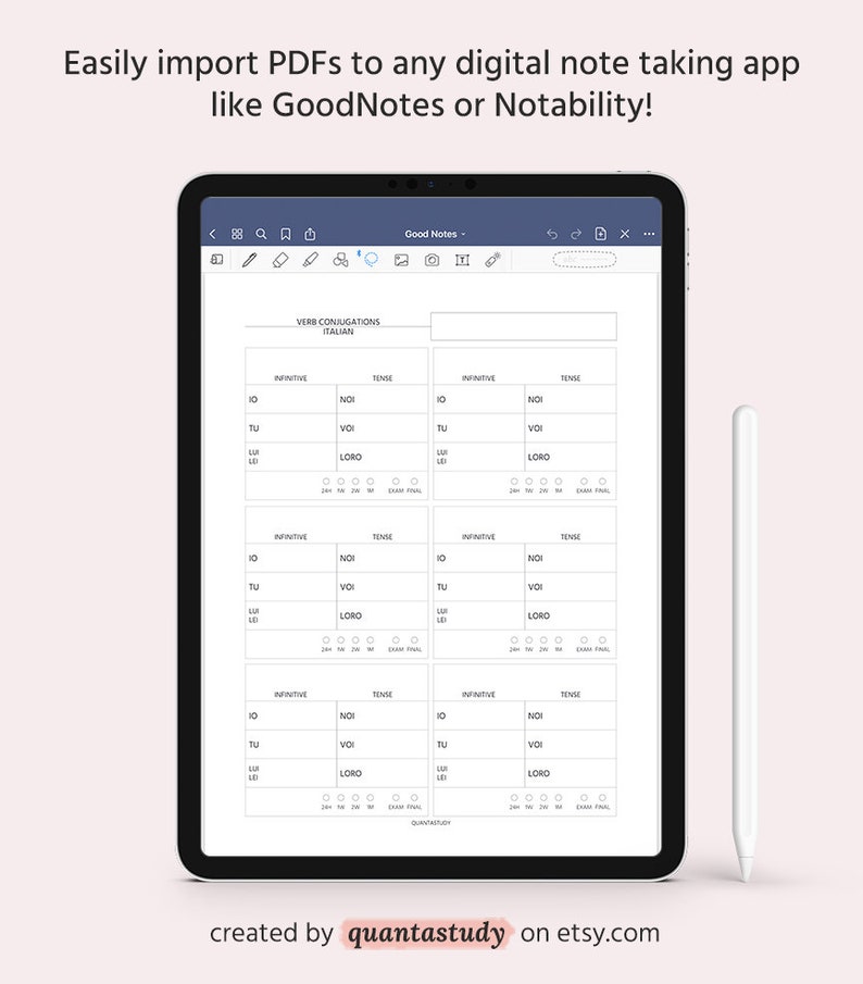 Italian Verb Conjugation Sheet Foreign Language Learning Planner Worksheet Printable Digital Download Verbi Italiani image 5
