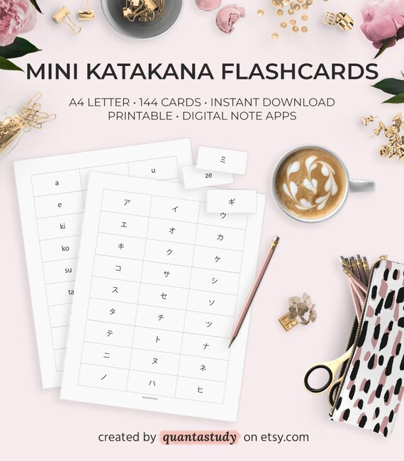 Mini Katakana Flashcards For Japanese Language Learning Learn Etsy