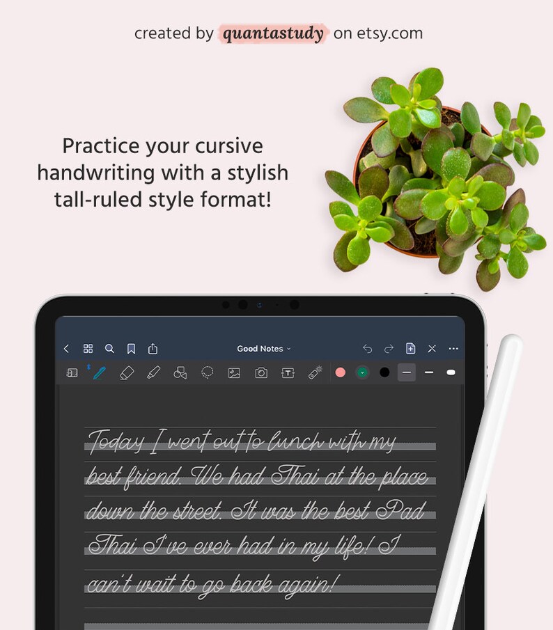 Dark Mode Tall-ruled Printable Penmanship Cursive Handwriting ...
